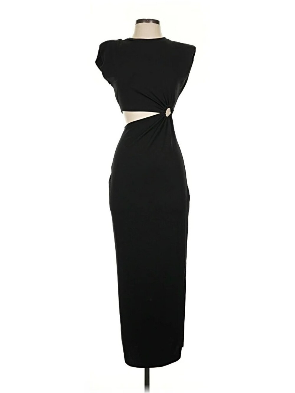 FORE Sleeveless Black Cutout Maxi Dress with Ring Detail Size Small